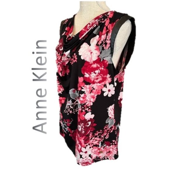 Anne Klein Sleeveless Shell Top with Faux Leather Accents - Large - Picture 1 of 8